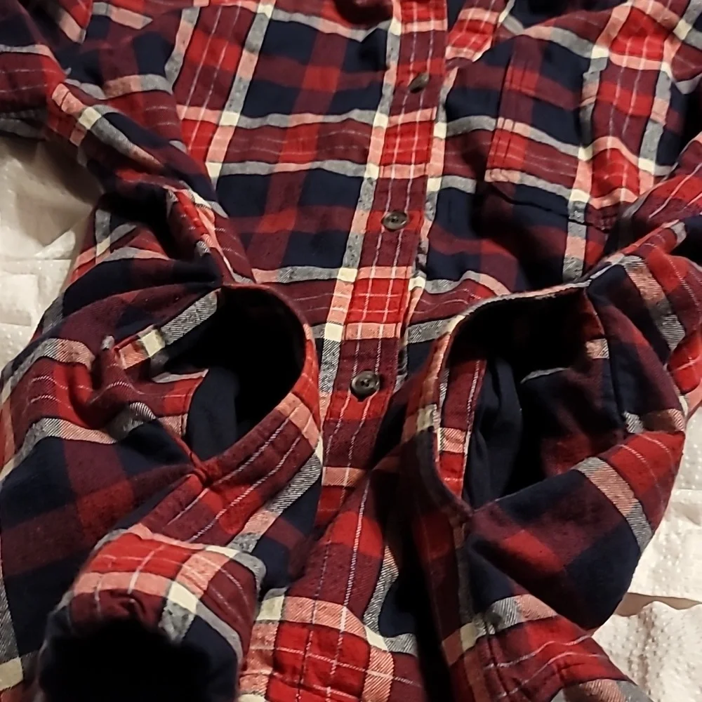 EDDIE BAUER 100% COTTON LINED BUTTON UP HOODIE JACKET SHIRT 3 POCKETS WOMENS SM - Picture 7 of 13